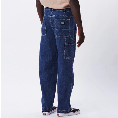 Obey Pantalone in Denim da uomo Hardwork Carpentiere 142010078 blu medio