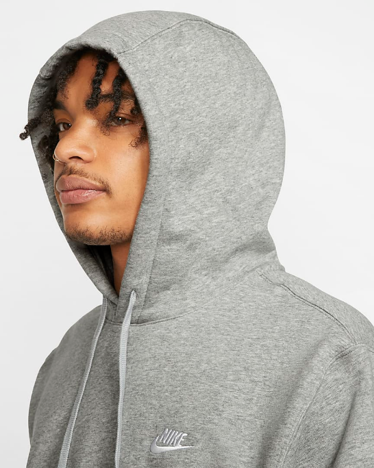 Nike Felpa con cappuccio Club Over The Head BV2654 063 dark grey heather