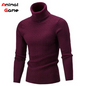 Warm winter turtleneck knit sweater