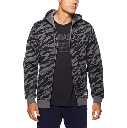 Adidas felpa da uomo con cappuccio e zip DN8628 black grey camo