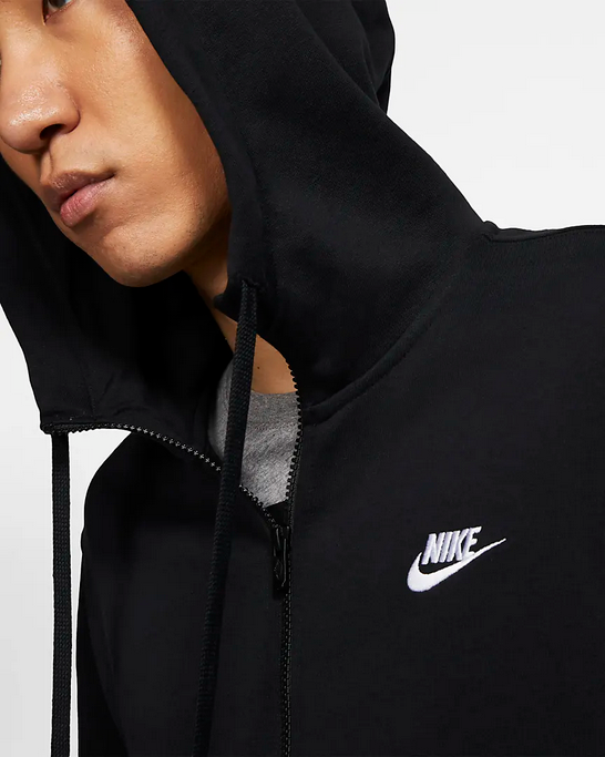 Nike Felpa da uomo con cappuccio e cerniera intera Sportswear Club  BV2648-010 nero