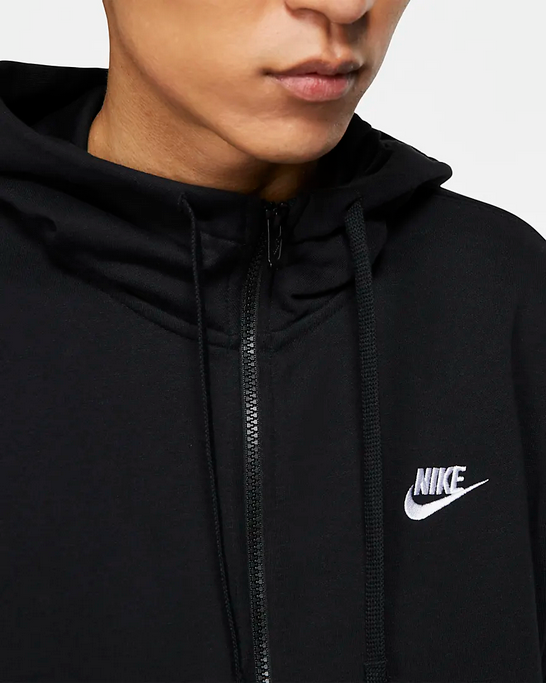 Nike Felpa da uomo con cappuccio e cerniera intera Sportswear Club  BV2648-010 nero