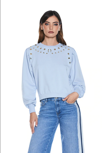 Relish Felpa girocollo con applicazioni da donna Kensyt RDP2201016023c cashmere blu