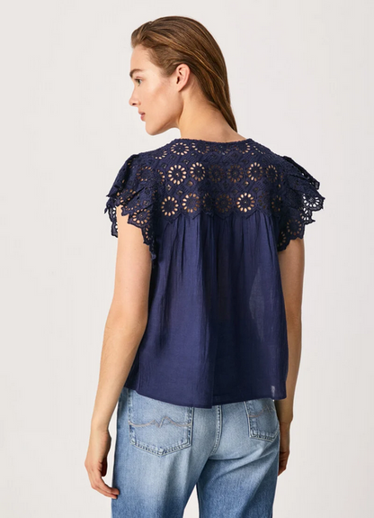Pepe Jeans Blusa con dettaglio traforato Stella PL304254 583 thames