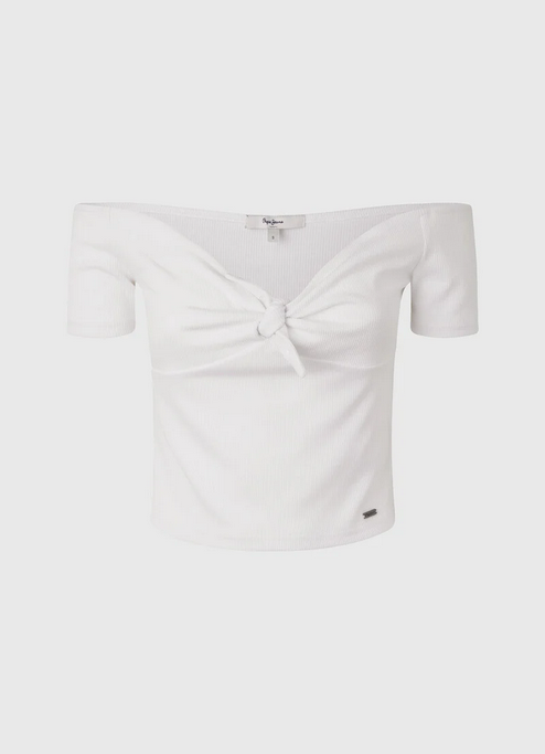 Pepe Jeans T-Shirt con nodo BETH PL505136 800 white