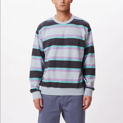 Obey Felpa Girocollo da uomo Quarter Organic 112480116 righe blu