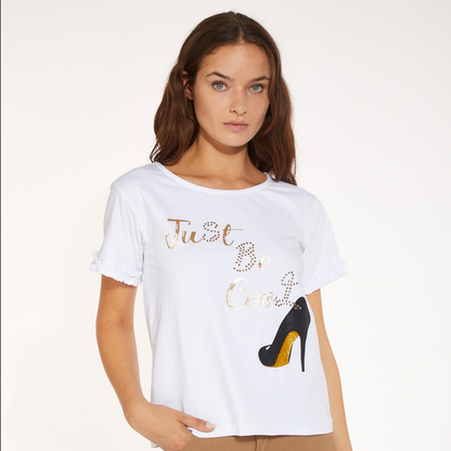CafèNoir T-shirt in jersey di cotone con stampa "just be cool" C7JT0059 W001 white