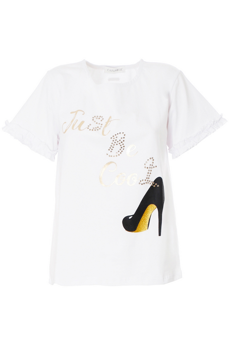 CafèNoir T-shirt in jersey di cotone con stampa "just be cool" C7JT0059 W001 white