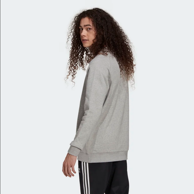 Adidas Originals Felpa girocollo da uomo Adicolor Classics Trefoil Cnewneck H06650 grigio-bianco