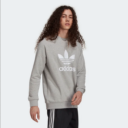 Adidas Originals Felpa girocollo da uomo Adicolor Classics Trefoil Cnewneck H06650 grigio-bianco