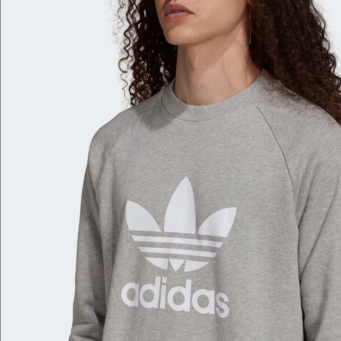 Adidas Originals Felpa girocollo da uomo Adicolor Classics Trefoil Cnewneck H06650 grigio-bianco