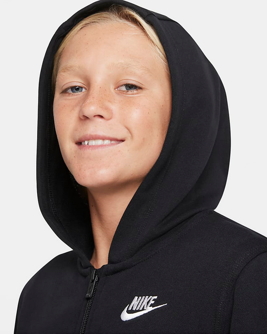 Nike Felpa con cappuccio e cerniera intera da bambino DD1698 010 nero