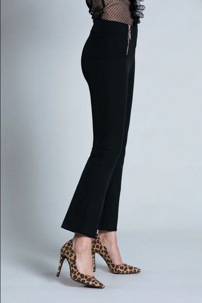 Relish Pantalone da donna NORY a vita alta crop con doppia zip RDA2207036036 1199 black