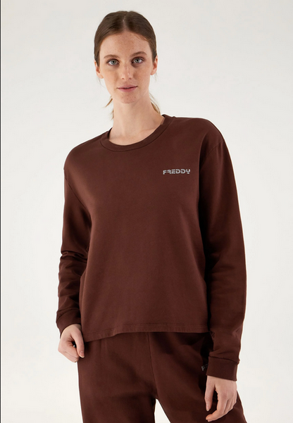 Freddy Felpa cropped a girocollo comfort tinta in capo JOYC024X Z40X moonbeam direct dyed