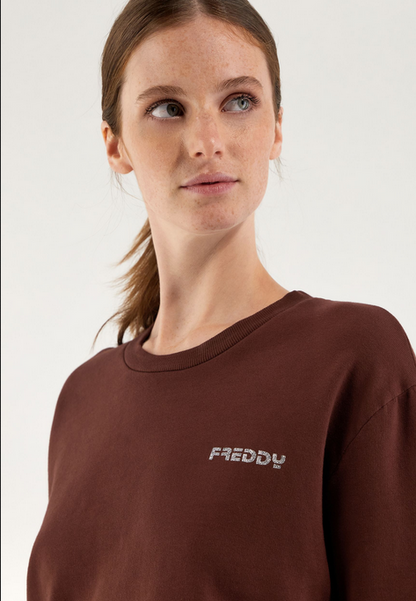 Freddy Felpa cropped a girocollo comfort tinta in capo JOYC024X Z40X moonbeam direct dyed