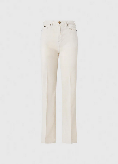 Pepe Jeans Pantaloni da donna svasati in velluto a coste Willa Cord PL2115850 804 ivory