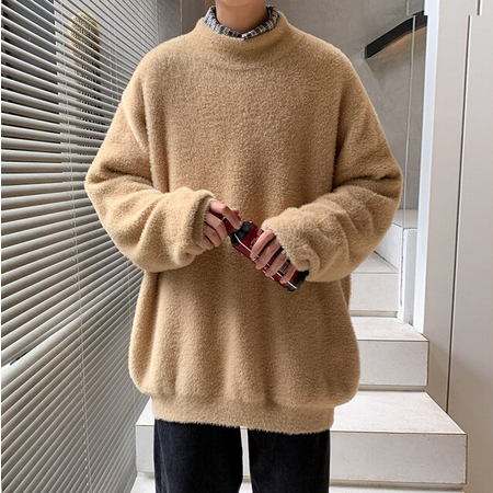 Felpa girocollo in lana per uomo, felpa stile coreano