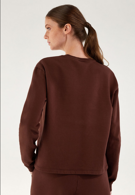 Freddy Felpa cropped a girocollo comfort tinta in capo JOYC024X M79X chocolate fondant