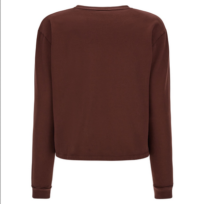 Freddy Felpa cropped a girocollo comfort tinta in capo JOYC024X M79X chocolate fondant