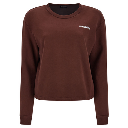 Freddy Felpa cropped a girocollo comfort tinta in capo JOYC024X M79X chocolate fondant