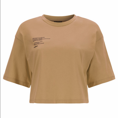Freddy T-shirt crop top comfort con stampa lettering F2WGZT7 M24 Burro Brown