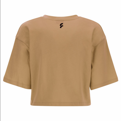 Freddy T-shirt crop top comfort con stampa lettering F2WGZT7 M24 Burro Brown