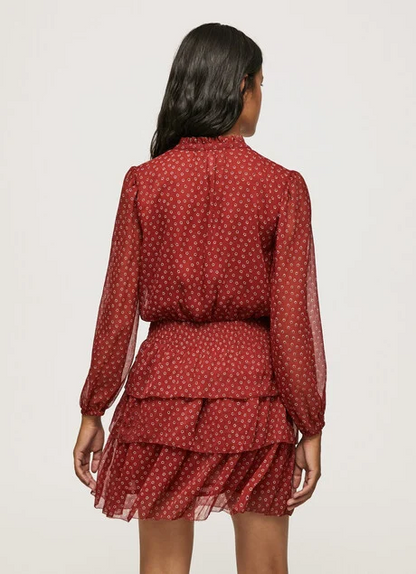 Pepe Jeans Abito da donna con stampa a fiori Delia PL953120 286 burnt red