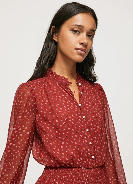 Pepe Jeans Abito da donna con stampa a fiori Delia PL953120 286 burnt red