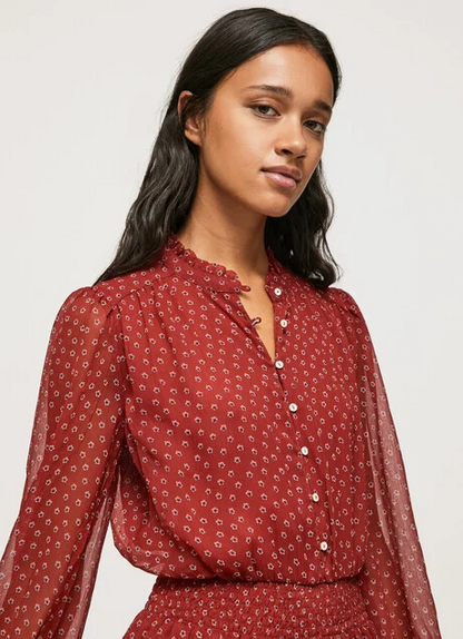 Pepe Jeans Abito da donna con stampa a fiori Delia PL953120 286 burnt red