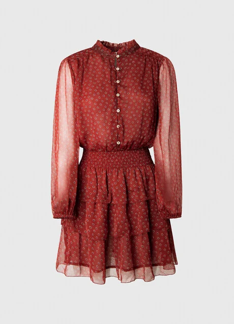 Pepe Jeans Abito da donna con stampa a fiori Delia PL953120 286 burnt red