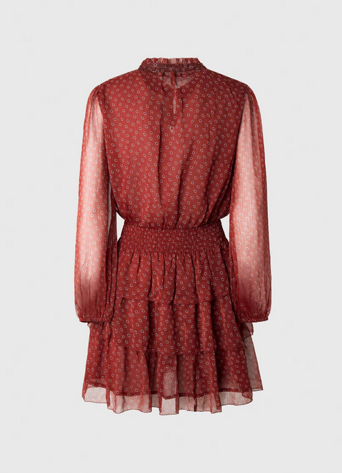 Pepe Jeans Abito da donna con stampa a fiori Delia PL953120 286 burnt red