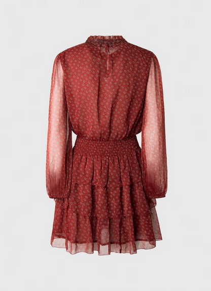 Pepe Jeans Abito da donna con stampa a fiori Delia PL953120 286 burnt red
