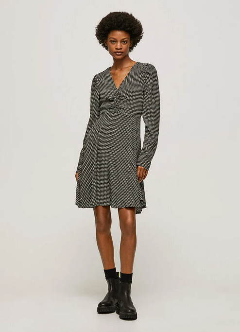 Pepe Jeans Abito da donna stile Skater Leonor PL953133 999 nero