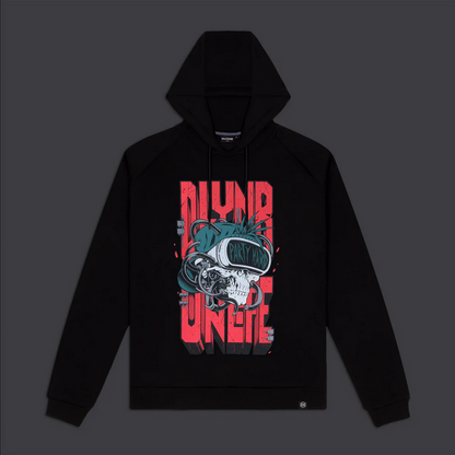 Dolly Noire Felpa da uomo con cappuccio Party Hard Skull Hoodie sw394-sc-01 black