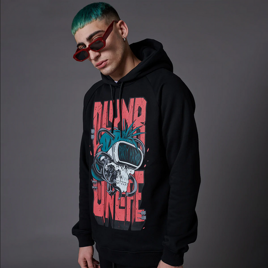 Dolly Noire Felpa da uomo con cappuccio Party Hard Skull Hoodie sw394-sc-01 black