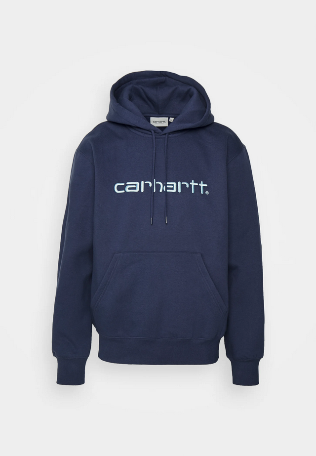 Carhartt Felpa Cappuccio Hooded American Script 1030230-12E Enzian Misty Sky Uomo