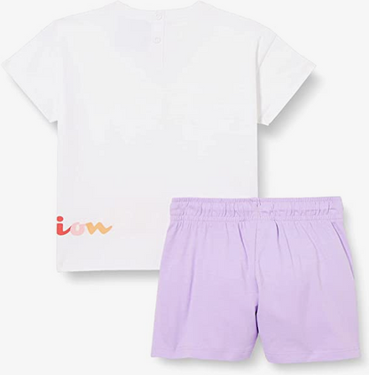 Champion Completino da bambina Legacy American Classics logo T-shirt + Short 404686 WW001 WHT white-lavanda
