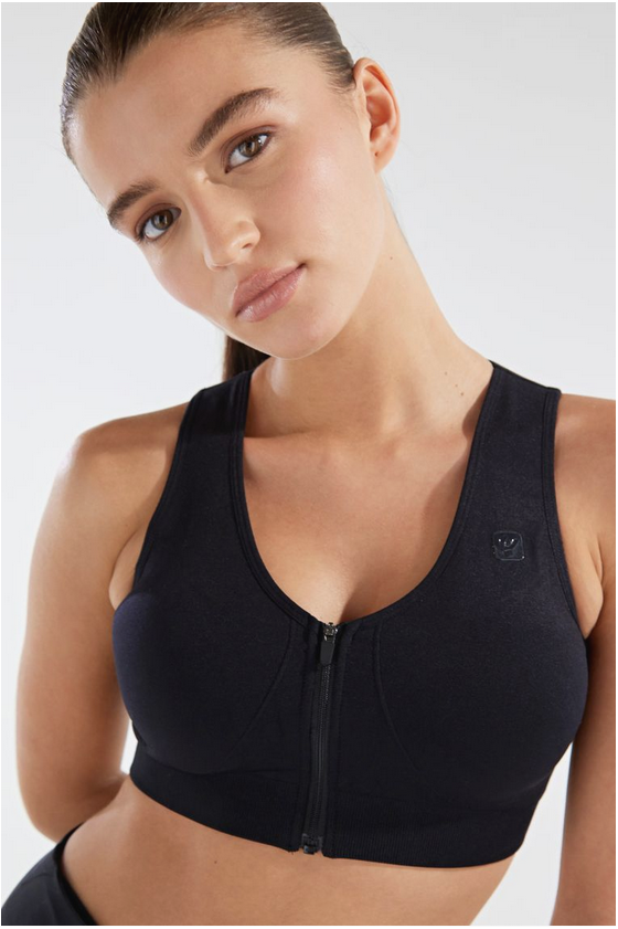 Freddy Top reggiseno sportivo in seamless zip e coppe removibili F2WSFB6N N nero