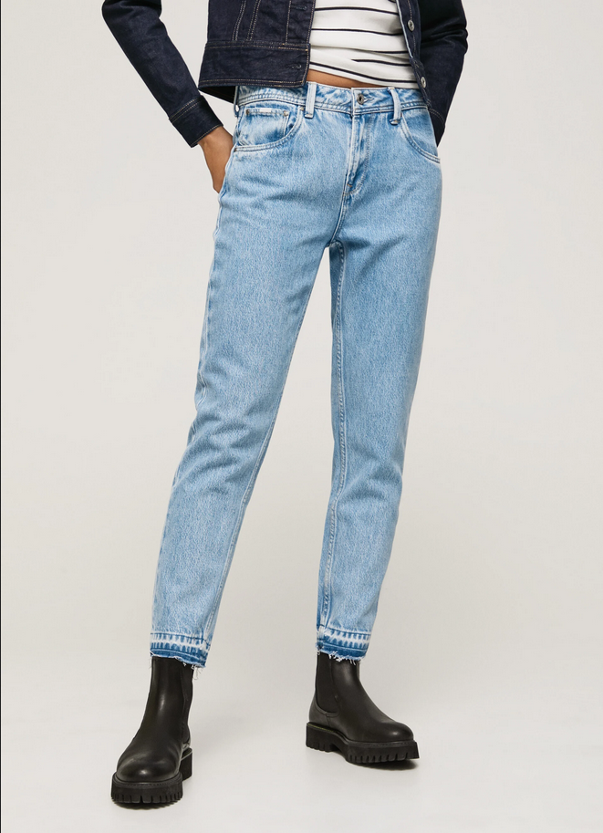 Pepe Jeans pantalone jeans da donna Violet Mom Carrot vestibilità a vita alta PL204176PD4R blu chiaro