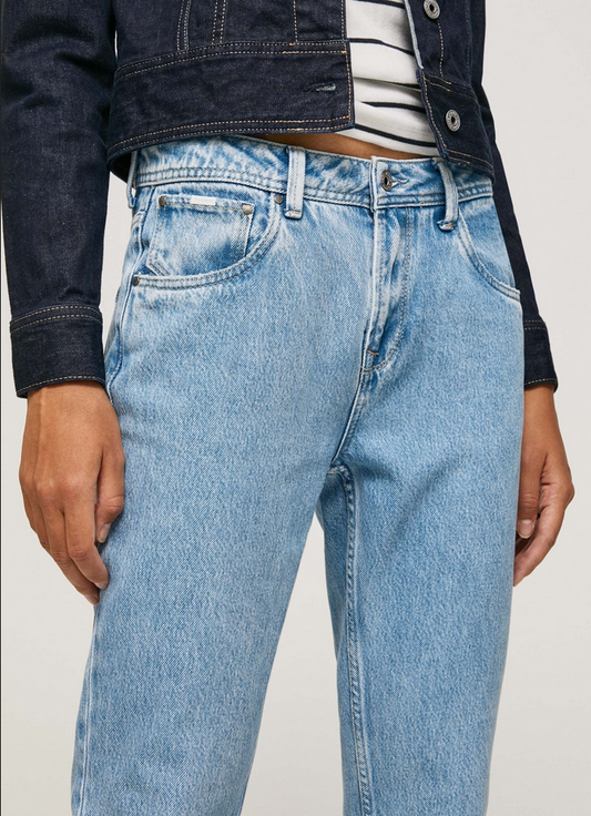 Pepe Jeans pantalone jeans da donna Violet Mom Carrot vestibilità a vita alta PL204176PD4R blu chiaro