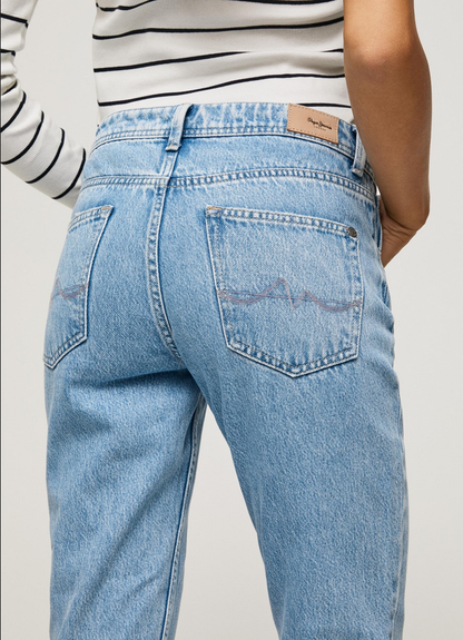 Pepe Jeans pantalone jeans da donna Violet Mom Carrot vestibilità a vita alta PL204176PD4R blu chiaro