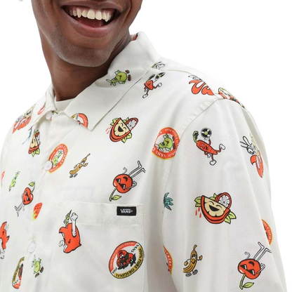 Vans camicia da uomo manica corta a fantasia Stickers VN0007WX3KS1 antique white