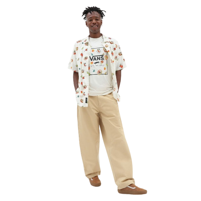 Vans camicia da uomo manica corta a fantasia Stickers VN0007WX3KS1 antique white