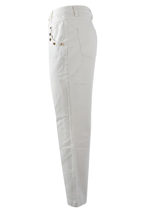 Yes Zee Pantalone 5 tasche da donna con baschina P331-WQ00-0107 bianco