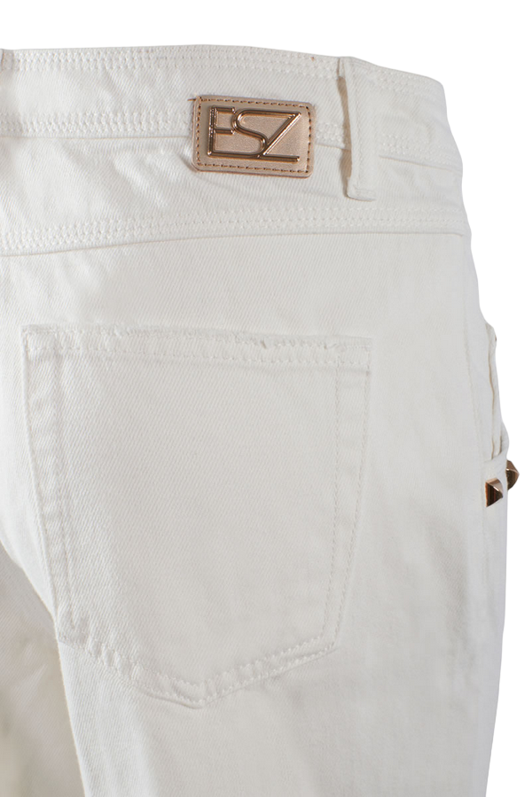 Yes Zee Pantalone 5 tasche da donna con baschina P331-WQ00-0107 bianco