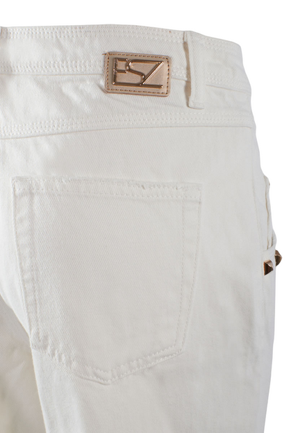 Yes Zee Pantalone 5 tasche da donna con baschina P331-WQ00-0107 bianco