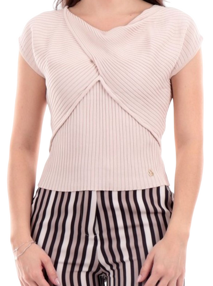 Yes Zee Maglia top incorciata avanti M219-IV00-0250 ecru