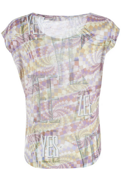Yes Zee T-shirt da donna smanicata T235-Y102-2001 fantasia