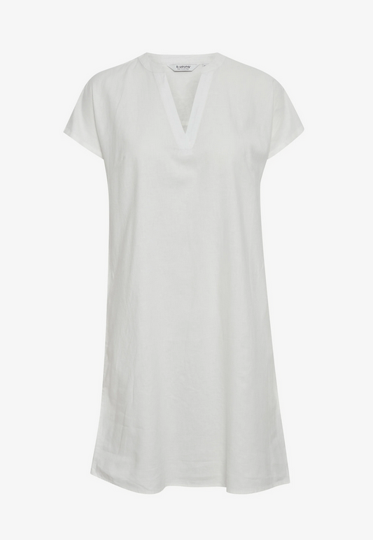 b.young Vestito da donna con scollo a V misto lino Byfalakka V Neck Dress 20811336 114800 off white