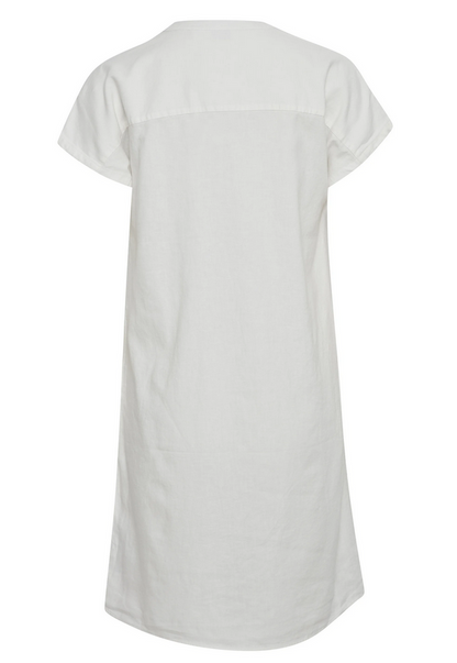 b.young Vestito da donna con scollo a V misto lino Byfalakka V Neck Dress 20811336 114800 off white